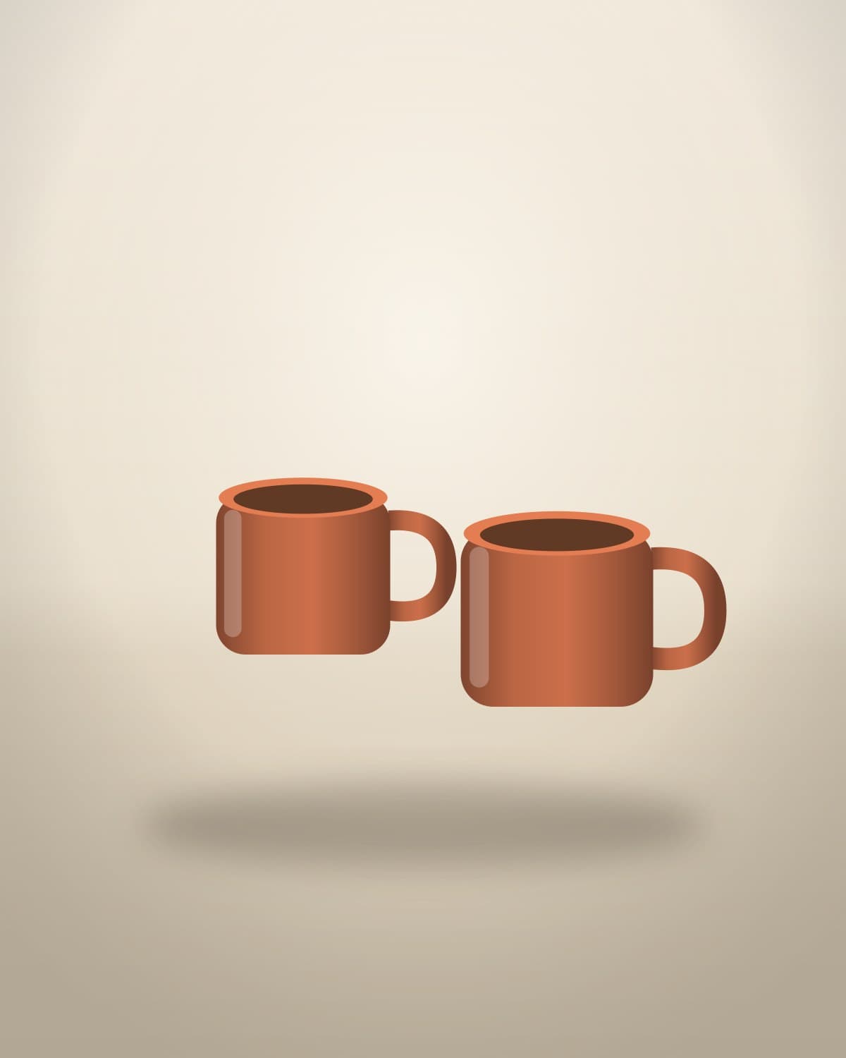 Two terracotta stoneware mugs