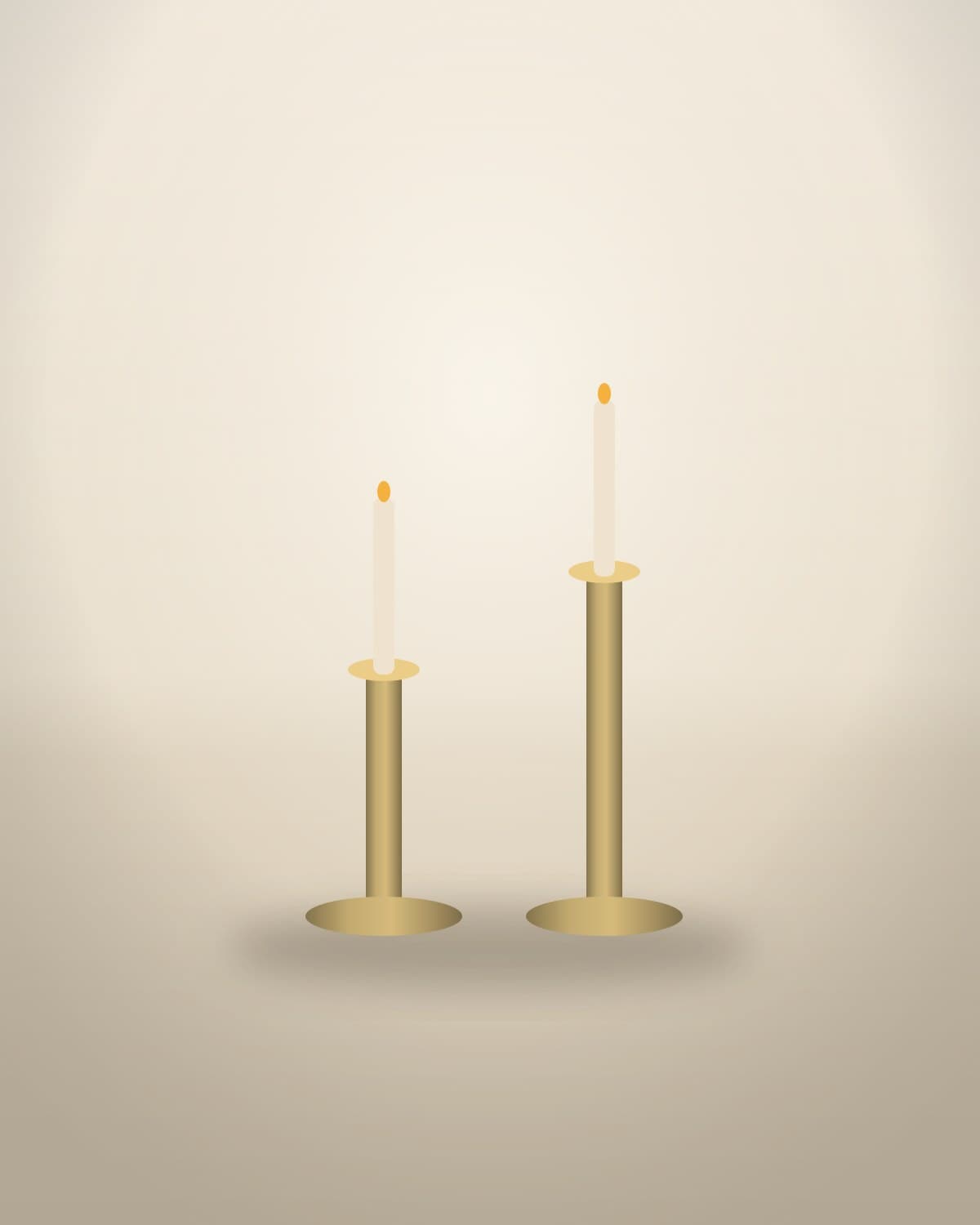Pair of brushed brass taper candle holders
